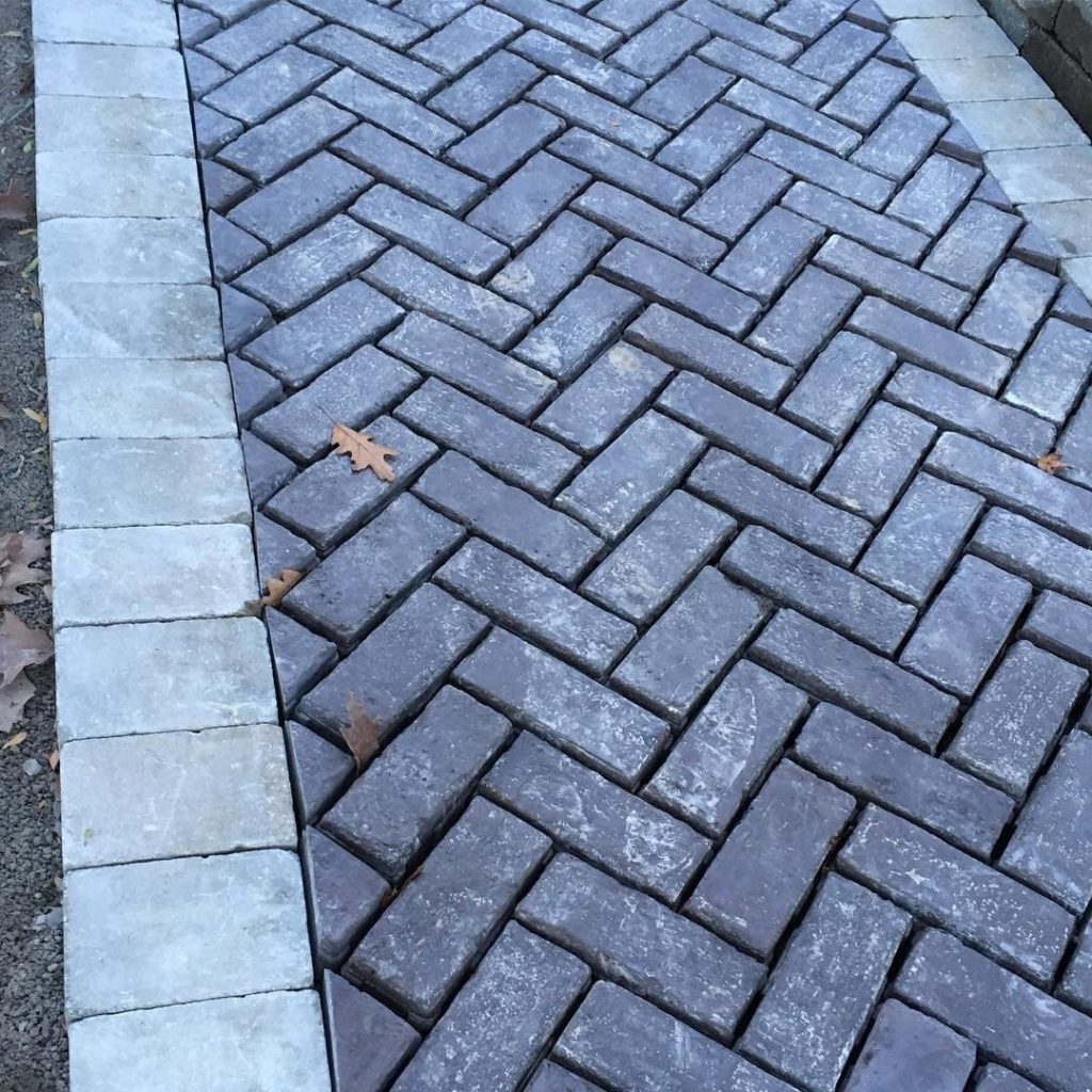 Stone and brick paved path